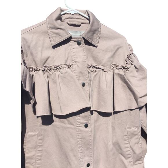 ASOS Womens ruffle collar jacket size 4 mauve cape western pink boho priaire - Picture 5 of 11